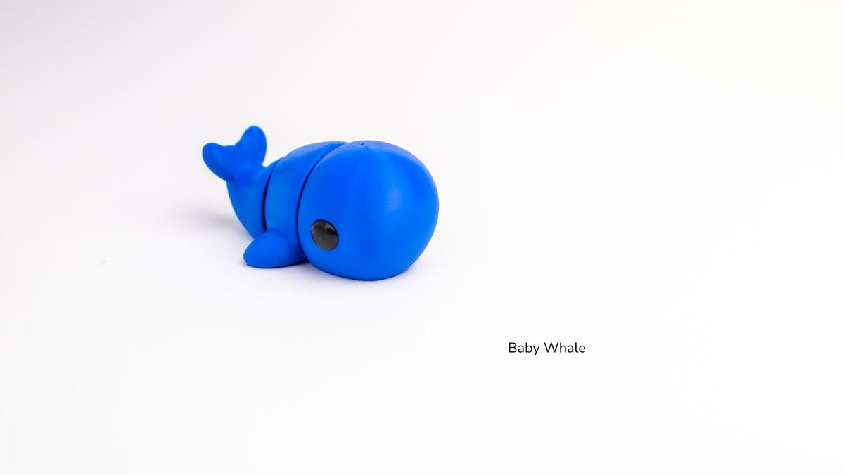 Blue Baby Whale with its tail raised