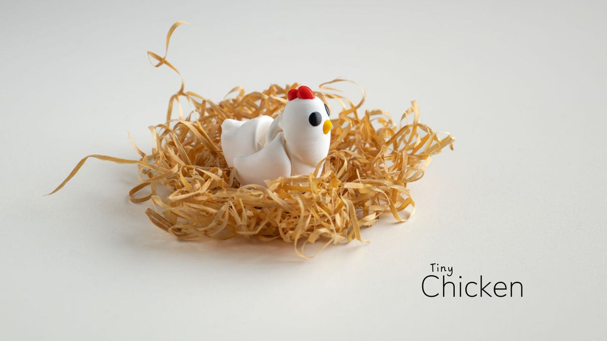 White Chicken sitting in a straw nest