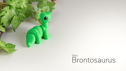 Green Baby Brontosaurus with a long neck