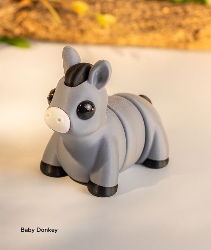 Grey Baby Donkey fidget toy, close up