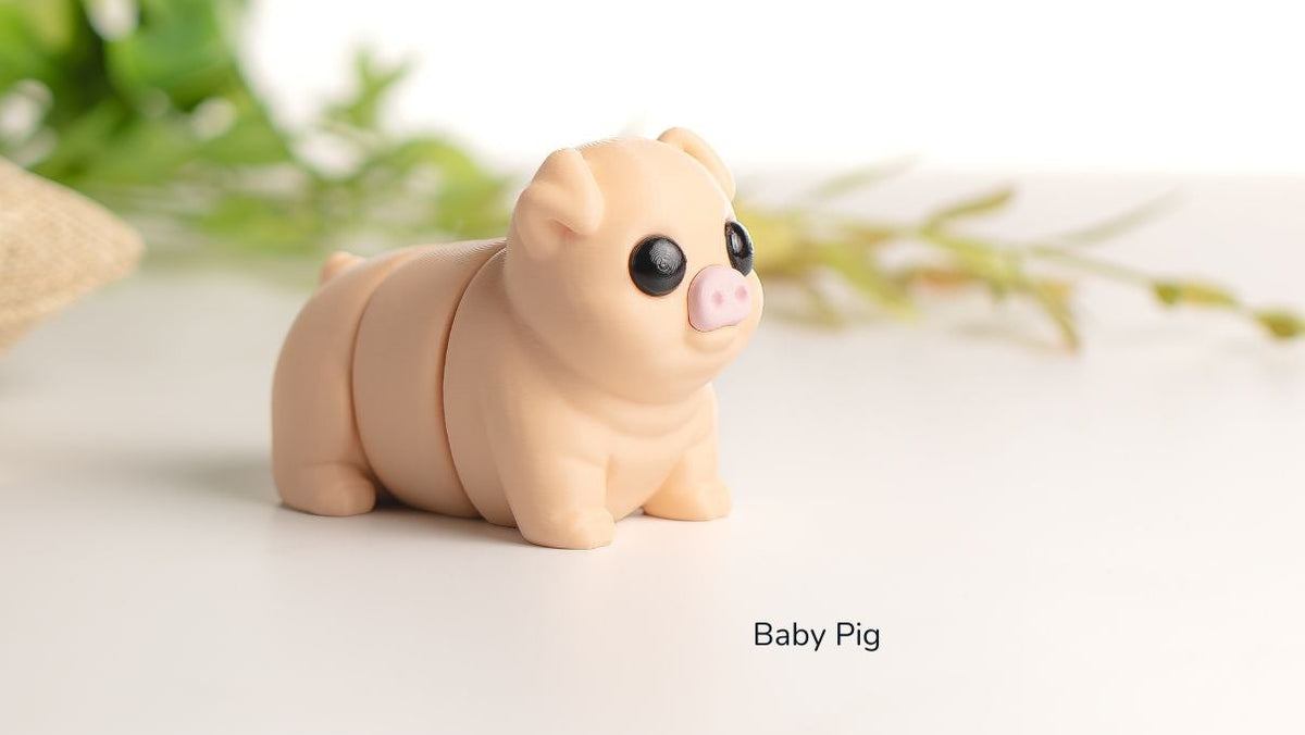 Peach Baby Pig with leaves behind