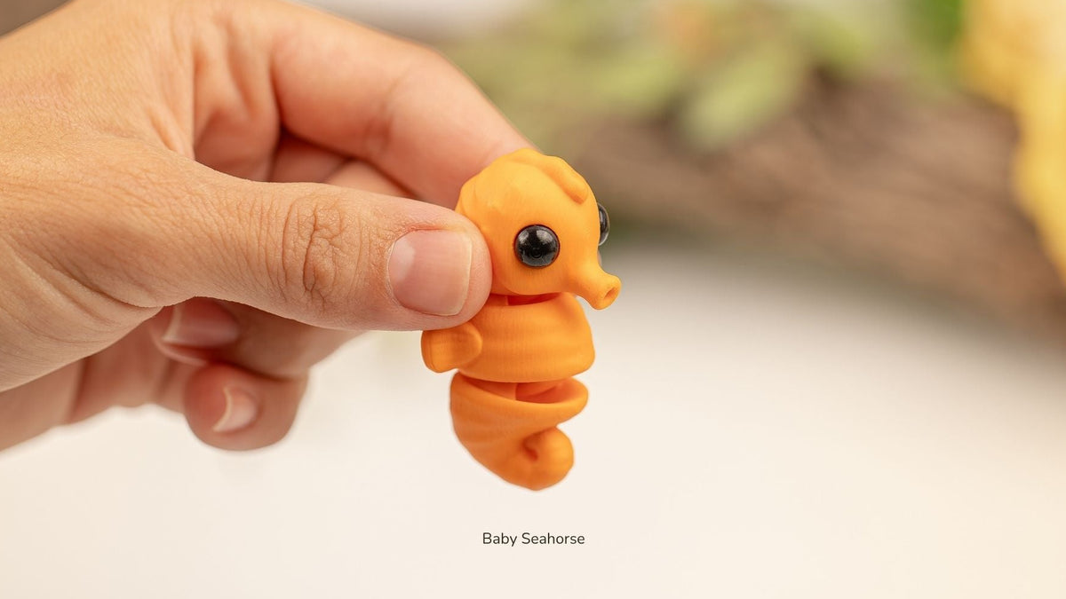 Orange Baby Seahorse held in a hand