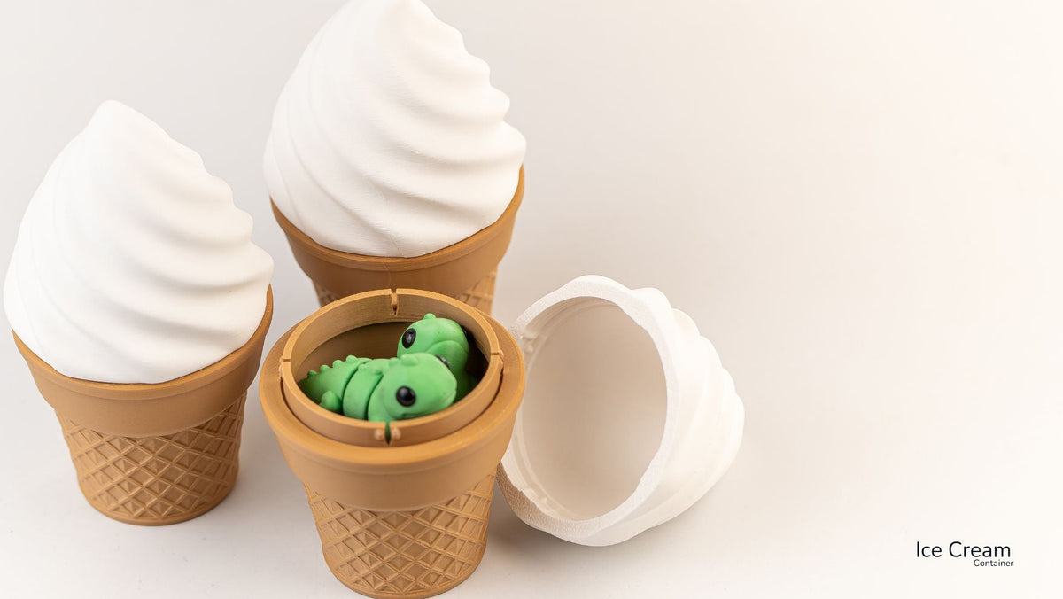 Toy caterpillar in a cone with ice cream on a white background