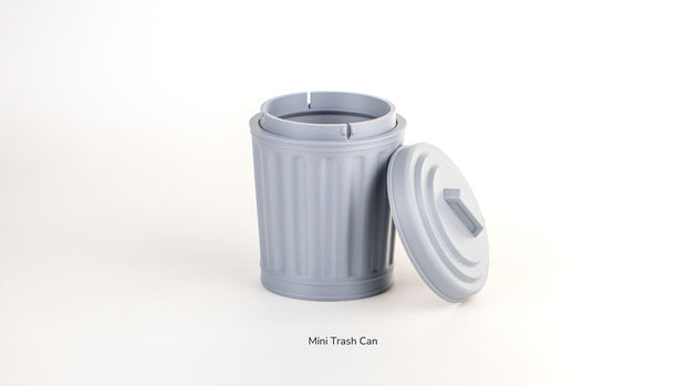 Grey Trash Can container with lid