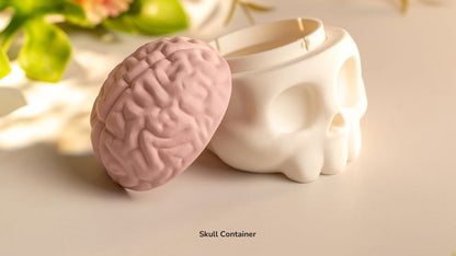 White Skull Container with its pink brain lid off