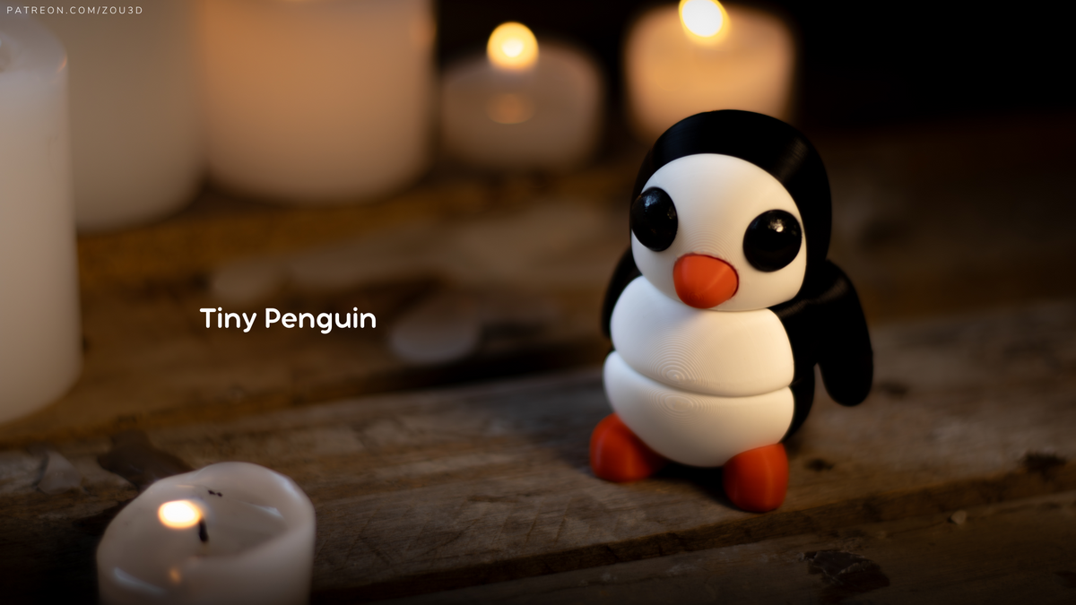 Black and white Tiny Penguin in candlelight