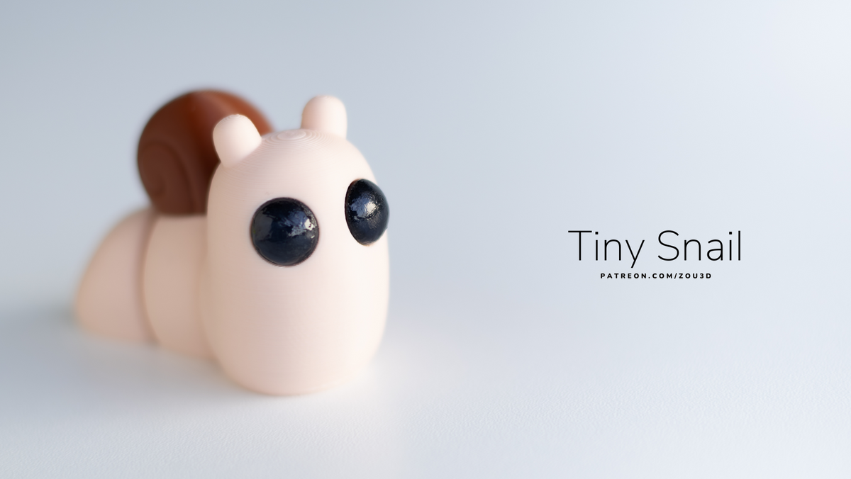Pink Tiny Snail with a brown shell and big eyes