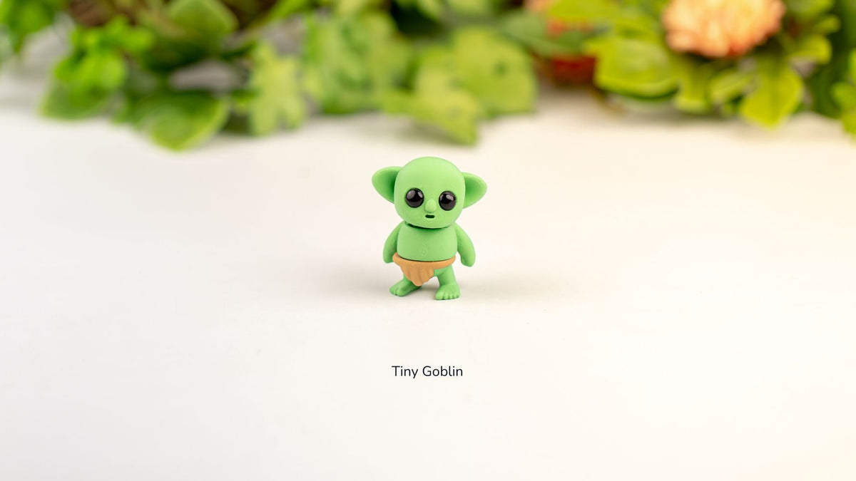 Green Tiny Goblin fidget toy close up