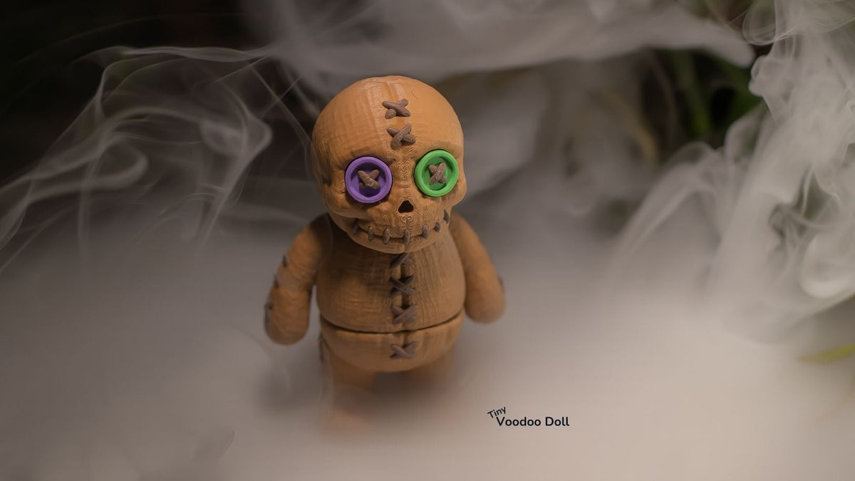 Tiny Voodoo Doll standing in white mist